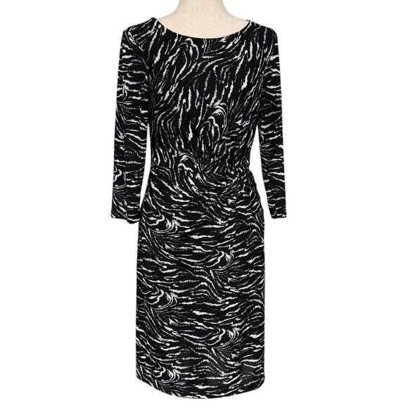Kenneth Cole New York Zebra Print Ruched Front Sheath Dress, Size Med. - Picture 1 of 8
